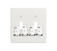 Four Cute Ghosts Walking in A Line Double Gang Toggle Light Cover Wall Plate Switch Decor Standard Size - 11.4x11.4cm