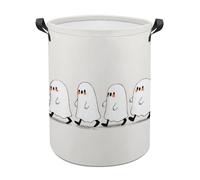 Four Cute Ghosts Walking in A Line Laundry Baskets Laundry Hamper Waterproof Foldable Storage Bin Dirty Clothes Laundry Basket for Living Room Bathroom