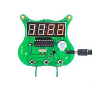 Four Digit Digital Clock Kit Compact PCB Circuit Board with STC11F04E High Speed Microcontroller DIY Electronic Training Assembly Parts for Timekeeping and Alarm Functions(Kit)
