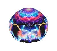 Four Dimensional Space Full Print Shower Cap for Women & Men - Reusable, Double Layer Waterproof, Durable, Breathable Bath Hair Cap