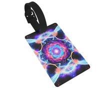 Four Dimensional Space PVC Luggage Tag for Suitcases, Durable Travel ID Label with Name Card Removable Strap for Bags, 1 Pack