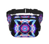 Four Dimensional Space Square Double-Layer Waist Bag with Adjustable Strap for Outdoor Activities, Black, One Size