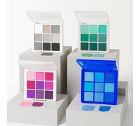 Four Distinct Blendable Waterproof Eyeshadow Palettes In Neutral Smoky Pink Purple Green Teal Emerald Blue Tones - Long-Lasting 9-Shade Compact For Professional Party Daily Makeup Looks