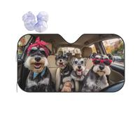 Four Dogs Are In The Car. Car Windshield Sun Shade, Accordion Foldable Auto Sun Visor Protector For Car Truck Suv, Uv & Sun Blocker, Keeps Vehicle Cool, Easy To Install & Store M (Stiff Style)
