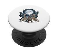 Four Ducks Howling at The Moon Funny Pet Parody Duck PopSockets Adhesive PopGrip