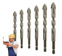 Four Edged Serrated Eccentric Drill Bits, High-strength 4-flute Serrated Eccentric Drill Bit Kit, Fine-Polished Carbide Tips With 1/4" Hex Shank,multiple Sizes, For Brick,tiles, Wood & PVC