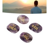 Four Elements Engraved Triangle Symbol Rune Stone Earth Air Fire Water Set Reiki Healing Meditation (Type 1)
