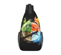 Four Elements Printed crossbody chest bag, men's shoulder bag, suitable for hiking, traveling, cycling