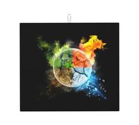 Four Elements Printed Kitchen countertop Absorbent mat Drain mat Compatible with Various countertops