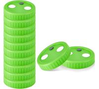 FOUR E'S SCIENTIFIC 12pcs Mushroom Mason Jar Lids, Wide Mouth Liquid Culture Lid with 0.22um PTFE Synthetic Filter Paper Sticker & 13mm Rubber Stopper, Cultivation Grain Spawn Growing Kit