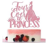 Four Ever a Princess Cake Topper, Happy 4th Birthday Cake Topper, Four Years Old, Girls 4th Birthday Party Decorations, Pink Glitter