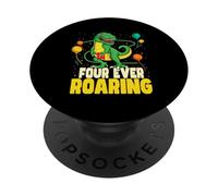 Four Ever Roaring 4 Years Old T-Rex Dinosaur 4th Birthday PopSockets Adhesive PopGrip