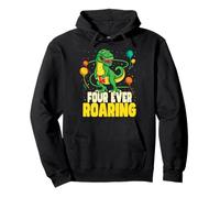 Four Ever Roaring 4 Years Old T-Rex Dinosaur 4th Birthday Pullover Hoodie