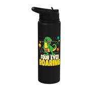 Four Ever Roaring 4 Years Old T-Rex Dinosaur 4th Birthday Stainless Steel Insulated Water Bottle