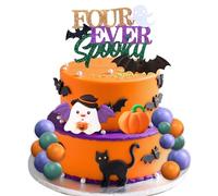 Four Ever Spooky Cake Topper Boo I'm Four Cake Topper Halloween 4th Birthday Party Decorations for Halloween 4 Years Old Birthday Supplies