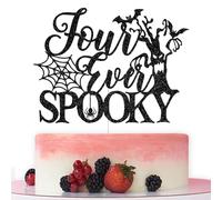 Four Ever Spooky Cake Topper, Halloween 4th Birthday Cake Decorations, Halloween 4 Year Old, Four Ever Spooky Birthday Party Decorations, Black Glitter