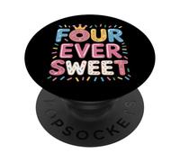 Four Ever Sweet Fourth Birthday For Kids Donut Lovers Party PopSockets Adhesive PopGrip