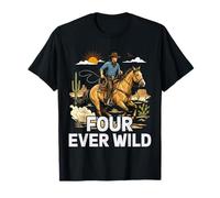 Four Ever Wild 4 Years Old Cowboy It's My 4th Birthday Boy T-Shirt