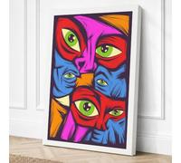 Four Expressive Faces Pop Art Canvas Wall Art Print 24x16 Inch