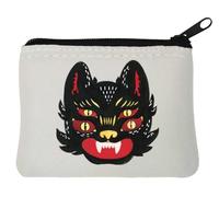 Four Eyed Beastie Neoprene Coin Purse Pouch 10x11cm White