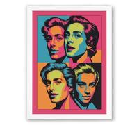 Four Faces in Colour Pop Art Framed Wall Art Print A4 (29.7×21cm) White, Wall Decor for Living Room, Bedroom, Office & Home, Ready to Hang, Art Gift