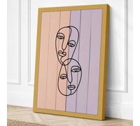 Four Faces, One Line Canvas Wall Art Print 18x12 Inch (46 x 30 cm)