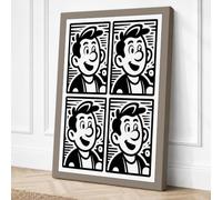 Four Faces Smiling Retro Canvas Wall Art Print 24x16 Inch (61 x 41 cm)