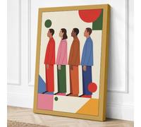 Four Figures in Geometry Canvas Wall Art Print 36x24 Inch (91 x 61 cm)