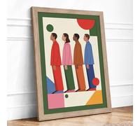 Four Figures in Geometry Mid-Century Framed Wall Art Print A1 (84.1×59.4cm) Oak, Wall Decor for Living Room, Bedroom, Office & Home, Ready to Hang, Art Gift