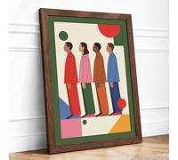 Four Figures in Geometry Mid-Century Framed Wall Art Print A1 (84.1×59.4cm) Walnut, Wall Decor for Living Room, Bedroom, Office & Home, Ready to Hang, Art Gift