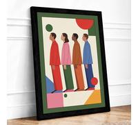 Four Figures in Geometry Mid-Century Framed Wall Art Print A4 (29.7×21cm) Black, Wall Decor for Living Room, Bedroom, Office & Home, Ready to Hang, Art Gift