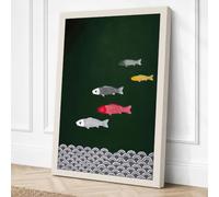Four Fish Over Stones Modern Canvas Wall Art Print 18x12 Inch (46 x 30 cm)