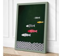 Four Fish Over Stones Modern Canvas Wall Art Print 18x12 Inch (46 x 30 cm)