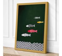 Four Fish Over Stones Modern Canvas Wall Art Print 18x12 Inch (46 x 30 cm)