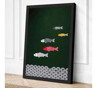 Four Fish Over Stones Modern Canvas Wall Art Print 24x16 Inch (61 x 41 cm)
