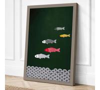 Four Fish Over Stones Modern Canvas Wall Art Print 24x16 Inch (61 x 41 cm)