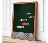 Four Fish Over Stones Modern Canvas Wall Art Print 30x20 Inch (76 x 51 cm)