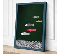 Four Fish Over Stones Modern Canvas Wall Art Print 30x20 Inch (76 x 51 cm)