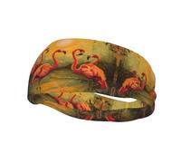 Four Flamingos Headband Hair Sweat Headband Head Wrap Hair Non-Slip Stretchable Washable Makeup Headband