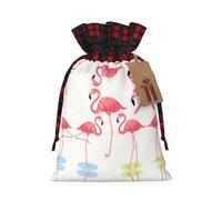 Four Flamingos Patterned decorative gift bag, drawstring candy bag, reusable, suitable for storing gifts or everyday items.