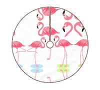 Four Flamingos Print Christmas Tree Skirt Festive Decoration For The Perfect Holiday Ambience