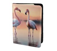 Four Flamingos print Travel Wallet Passport Holder Case for Family Leather Passport Cover for Men Women, Black, One Size