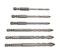 Four-Flute Eccentric Drill Bit, 6 pcs Triangle Glass Drill Bit with Hex Shank for Tiles, Carbide Spiral Masonry Drill, Efficient Drilling on Hard Materials, DIY Enthusiasts and Professionals