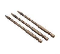 Four-Flute Eccentric Drill Bit Set for Glass, Tile, Granite & Concrete - Carbide-Tipped, Hex Shank, Triangular Spiral Design, 6-12 mm Sizes (4-Piece)(4-Piece(4-Piec(4-Pie(4-Pi(4-P(4-(4((D)