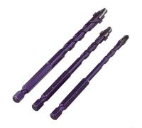 Four-Flute Eccentric Drill Bit Set with 1/4 Inch Hex Shank, Carbide Tips for Precision Drilling in Glass, Tile, Marble, Granite, Concrete and Metal(E)