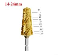 Four-Flute for HSS Step Drill Bit for Metal and Wood - 14-24 mm & 24-32 mm Dual-Step Diameter, Gold-Black Coated, 75-80 mm Length, Compatible with Stainless Steel(Gold 14-24mm)