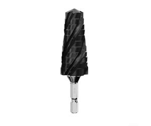 Four Flute Step Drill 14-24mm 24-32mm in HSS Steel for Metal Wood Applications, Featuring Step Diameter Markings for Easy Size Identification (black 14-24mm)