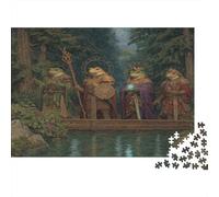 Four Frogmen on A Raft on The Lake,Puzzles Evergreen Forest Gemusterte Nachhaltige Puzzles Für Erwachsene Hochwertige Holzspielpuzzles 1000pcs (75x50cm)