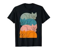 Four Funny Sleeping Cats Multi-Coloured The Cat Value Graphic T-Shirt