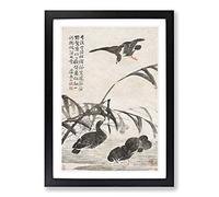 Four Geese by Bian Shoumin Framed Print | A2 Black Framed Wall Art | Ready to Hang | Modern Nature Picture | Living Room Bedroom Lounge Office